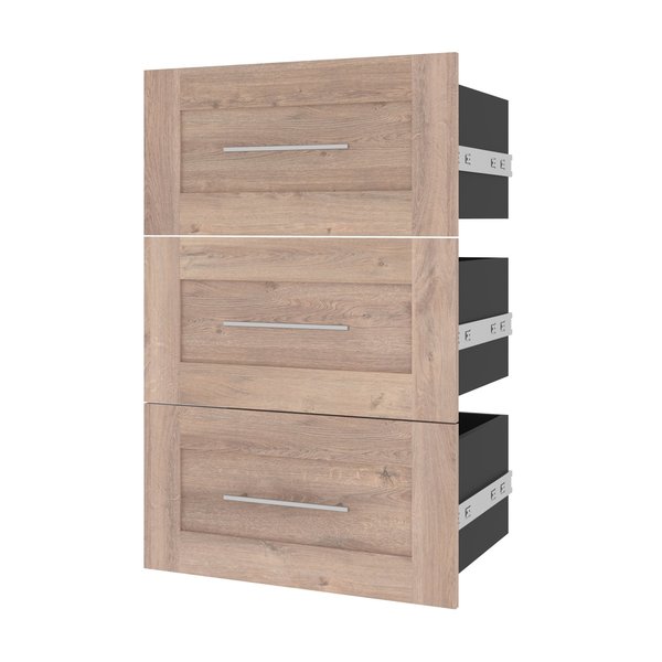 Bestar Pur 3 Drawer Set for Pur 25W Shelving Unit in rustic brown 26163-000009
